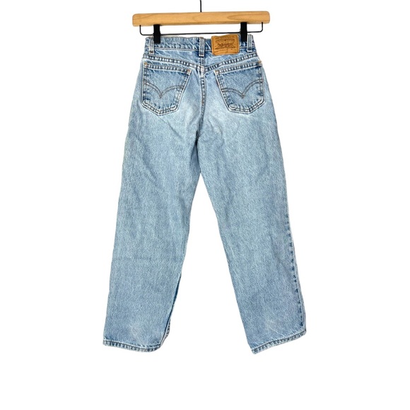 Levis Vintage Kids 550 Orange Tab Distressed Light Denim Relaxed Fit Jeans 10 - Picture 7 of 7